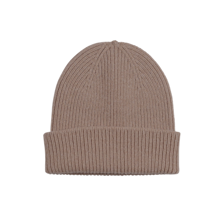 Bonnet marron en laine mérinos recyclée - merino wool beanie warm taupe