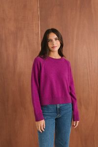 Le pull boxy en laine mérinos recyclée | rose