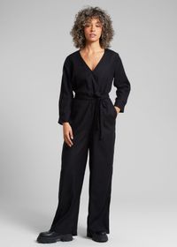 Combinaison longue en tencel | noir "wrap jumpsuit farsta black"