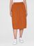 Jupe midi en coton bio | marron "poplin elastic waist mid-length leather brown"