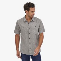 Chemise manches courtes imprimée gris clair en coton bio