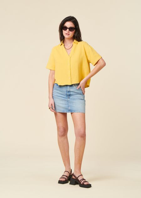 Jupe en coton biologique recyclé | bleu "aacumeri - andromedar" - Armedangels