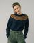 Ribbon jacquard sweater navy - Brava Fabrics