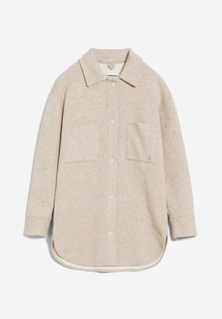 Veste molletonnée beige en coton et laine bio - almaraa light caramel melange-oatmilk