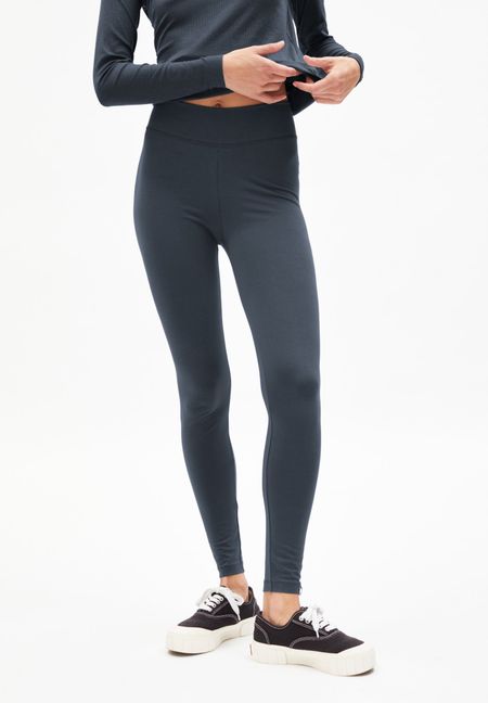 Legging bleu gris en coton bio - faribaa logo indigo