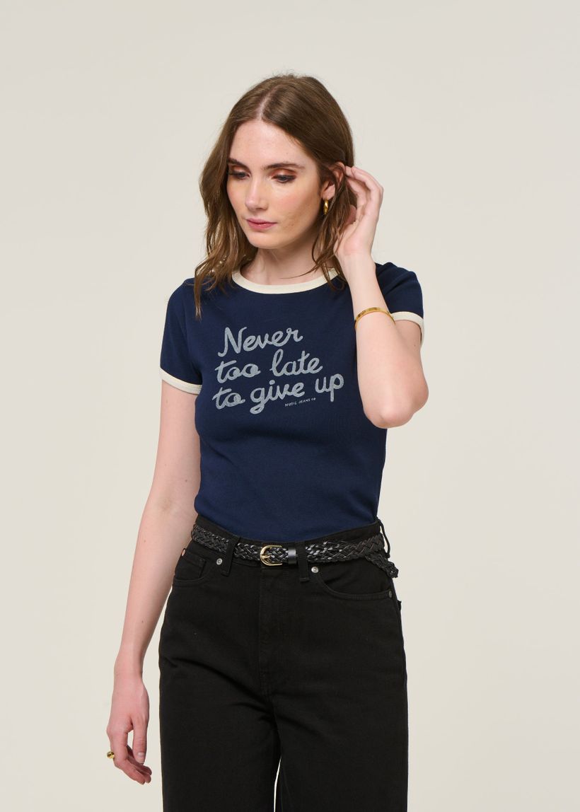 T-shirt en coton bio | bleu "eve ringer too late t-shirt - blueberry" - Nudie Jeans