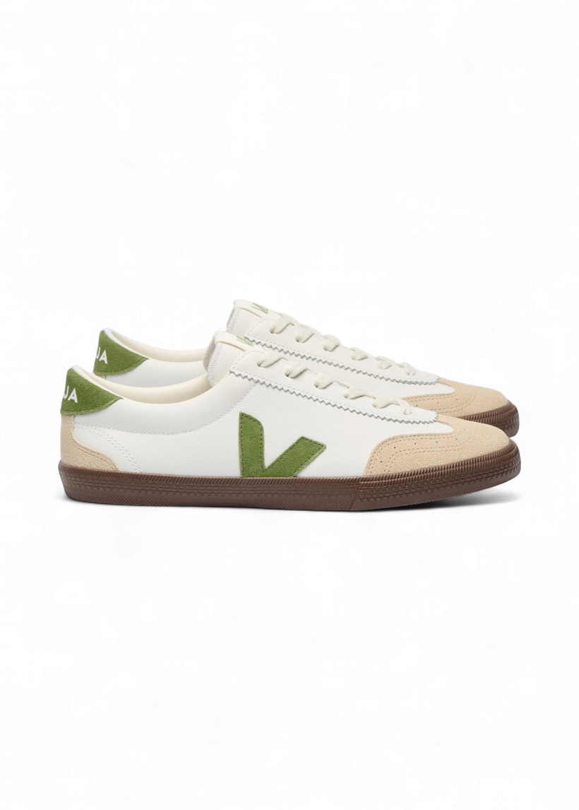 Baskets en cuir | multicolor "volley - white_kiwi_bark" - Veja