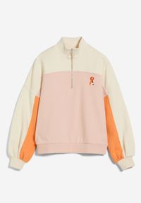 Sweat col zippé multicolore en coton bio - eminaa color block rose quartz-light burnt