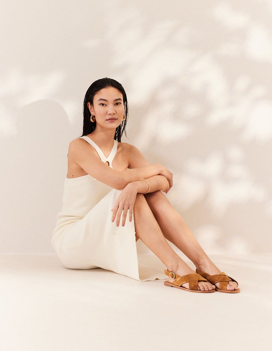 Sandales en cuir certifié | marron &quot;paloma suède ambre&quot; Odaje ex M.Moustache