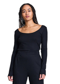 T-shirt manches longues côtelé en tencel - scoop