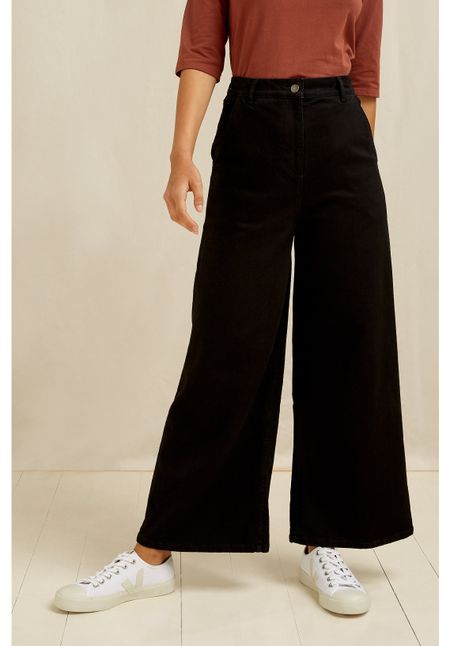Pantalon ample noir en coton bio - rochelle