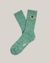 Chaussettes hautes brodées en coton bio | vert "yeye ribbed socks ocean blue"