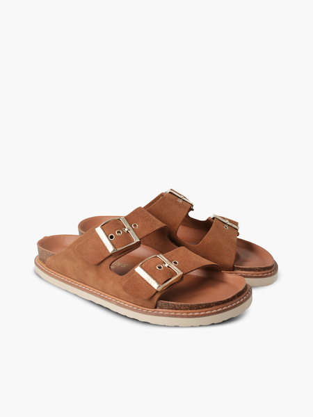 Sandales en cuir suède certifié | marron "hawaii velour mandorla" - Genuins