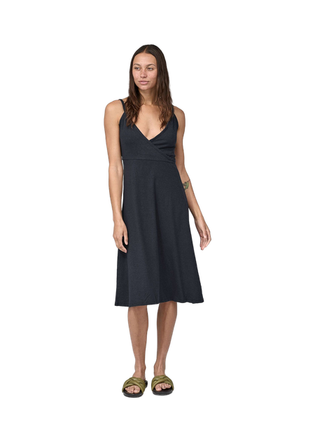 Robe portefeuille en chanvre et coton bio | noir "wear with all dress pitch blue"