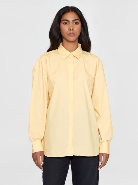 Chemise ample en coton bio | jaune "boxy poplin long sleeved shirt impala" - Knowledge Cotton Apparel