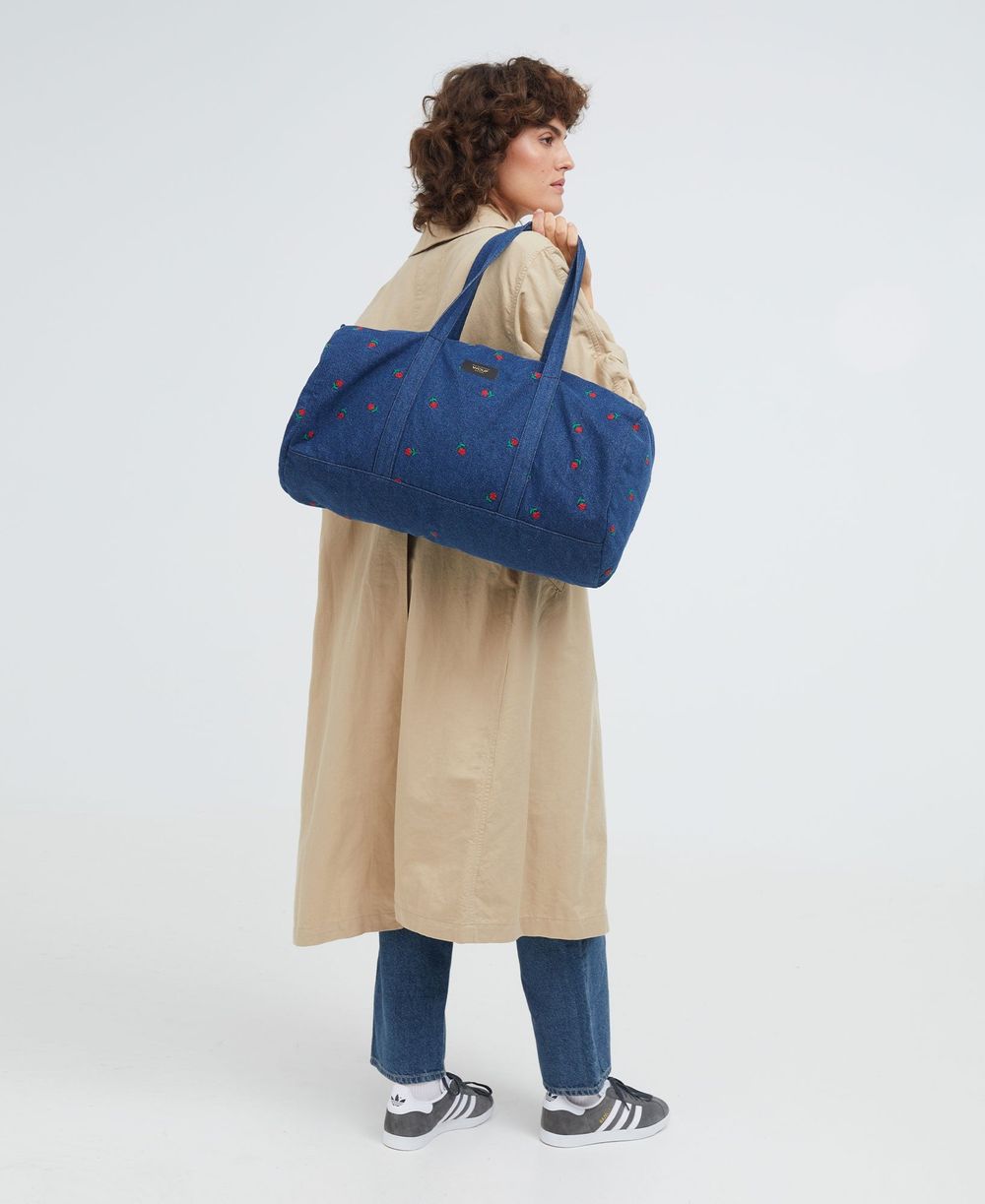Sac bowling en coton bio denim imprimé 