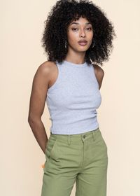 Débardeur court côtelé en coton bio | gris "porto light grey"