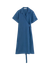 Robe portefeuille en lin | bleu "thyra dark blue"