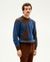 Pull col rond à motif en laine bio | multicolore "dots blue khem knitted sweater"