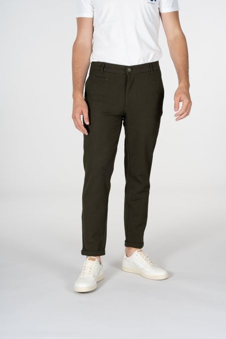 Chino slim vert forêt motifs à chevron en matière recyclée - joe forrest night