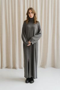 Robe longue col roulé en coton bio | gris "inari dark grey"