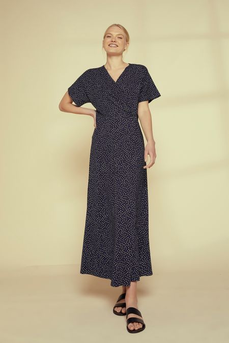 Robe longue marine à motifs - leora leaf