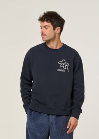 Sweatshirt brodé en coton bio | bleu "flower rope navy leon sweatshirt - blue"