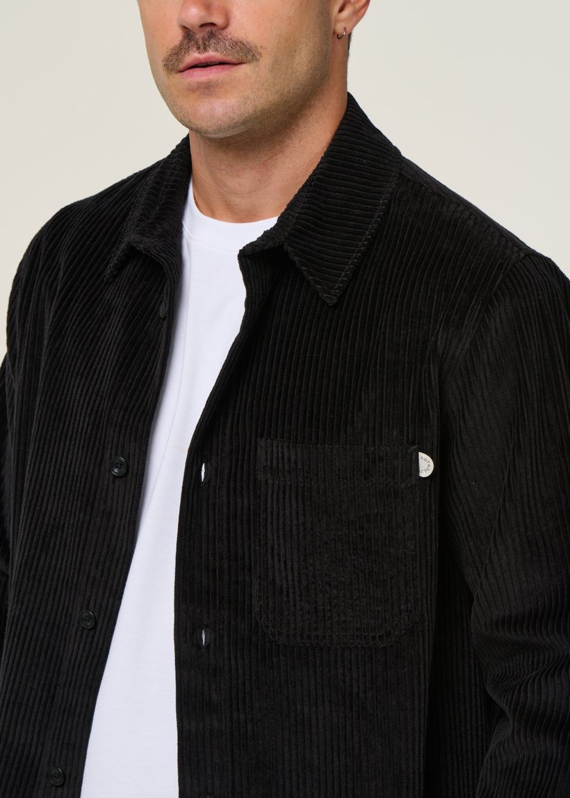 Surchemise velours en coton bio | noir "cord casual shirt organic cotton - true black" - Rotholz