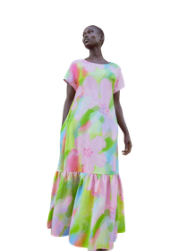Robe longue en tencel | multicolore "pink bloom maxi dress multicolor"