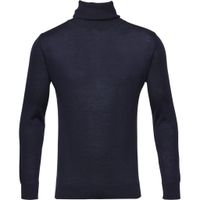 Pull à col roulé bleu en coton bio et cachemire - roll neck