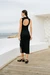 Robe longue dos nu en coton bio | noir "open-back dress true black" - Rotholz