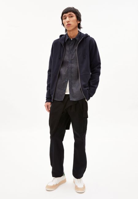 Veste zippée bleu marine en coton bio - gaaston comfort night sky