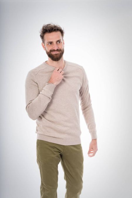 Pull beige en coton bio - field