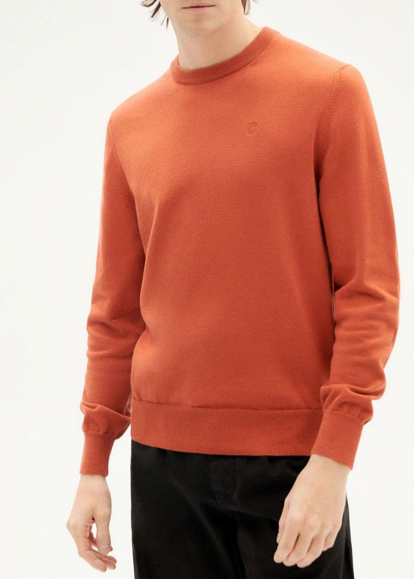 Pull orange en coton bio - burn orlando knit sweater - Thinking Mu