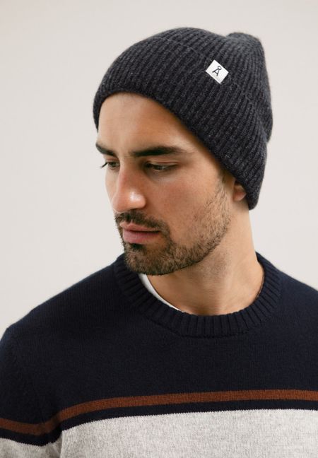 Bonnet gris foncé en coton bio et laine bio -maax