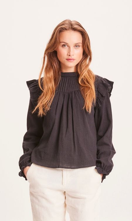 Blouse noire en coton bio - lily
