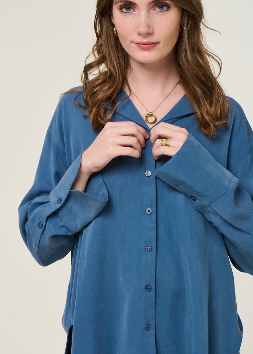 Chemise oversize en tencel | bleu "sea sira blouse - blu" - Thinking Mu