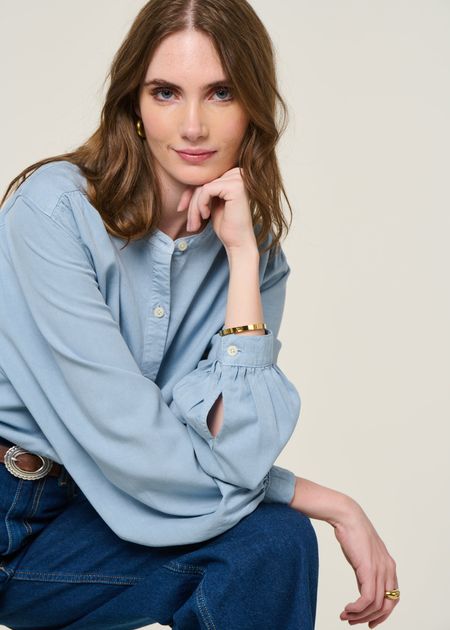 Blouse en tencel | bleu clair "evi tencel blouse - cloud blue" - Kuyichi