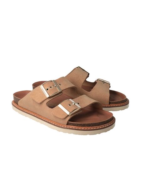 Sandales en cuir suède certifié | beige "hawaii velour almond" - Genuins