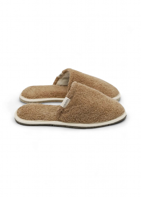 Chaussons en éponge et laine recyclée | marron "simone eponge moka" - Caussun