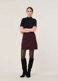 Jupe en laine bio | bordeaux "darlaa tweed - dark cranberry"