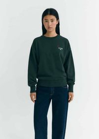 Sweatshirt brodé en coton bio | vert "flower tm bottle green jodie sweatshirt - green"