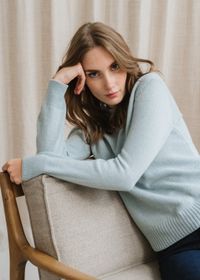 Pull en cachemire recyclé | bleu ciel "edda - azzuro plumbago"