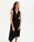 Robe midi portefeuille noir en coton bio - black amapola dress