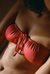 Haut de maillot bandeau en polyamide recyclé | rouge " mado - cherry" - Nénés Paris