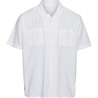 Chemise à manches courtes blanche en lin et coton bio - wave