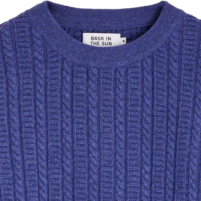 Pull torsadé en laine recyclée | bleu "joannis - abyss" - Bask in the Sun
