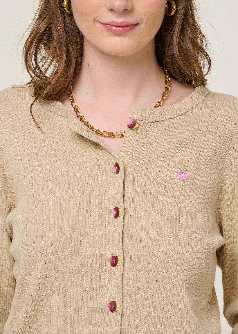 Gilet en coton bio | beige "impression - taupe" - Graine