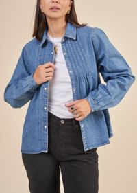 Chemise en jean en coton bio | bleu jean "denim a-shape shirt vintage indigo"
