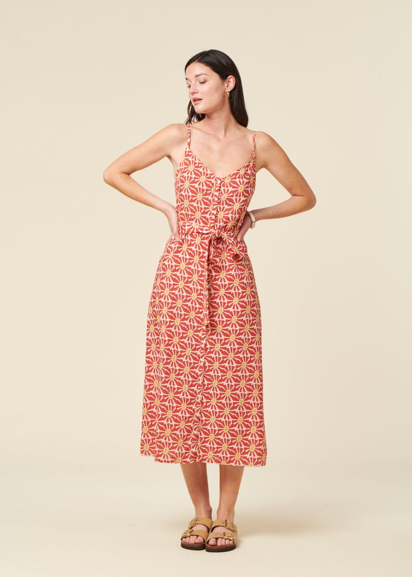 Robe en coton biologique | rouge "marisol strap dress red - red" - Brava Fabrics